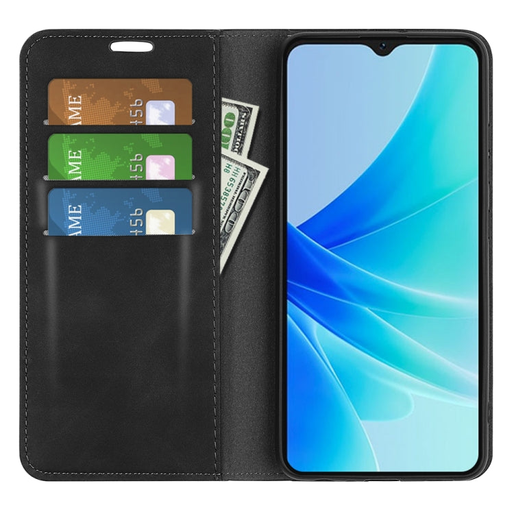 Black leather wallet-style phone case with card slots and stand support
