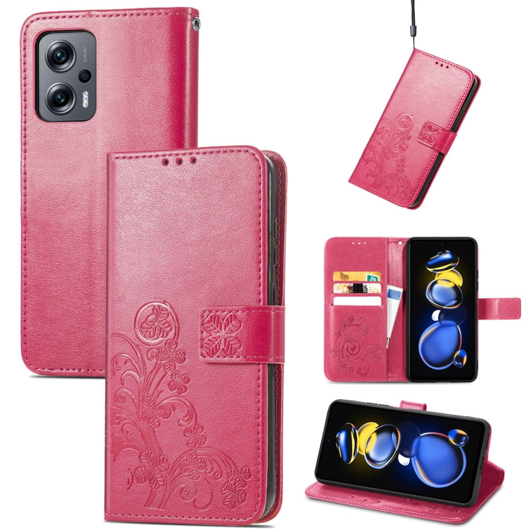 Four-leaf Clasp Embossed Buckle Flip Leather Phone Case, For Xiaomi Redmi Note 11T 5G, For Xiaomi 12 Lite