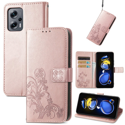 Four-leaf Clasp Embossed Buckle Flip Leather Phone Case, For Xiaomi Redmi Note 11T 5G, For Xiaomi 12 Lite