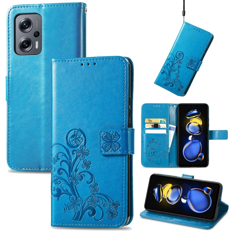Four-leaf Clasp Embossed Buckle Flip Leather Phone Case, For Xiaomi Redmi Note 11T 5G, For Xiaomi 12 Lite