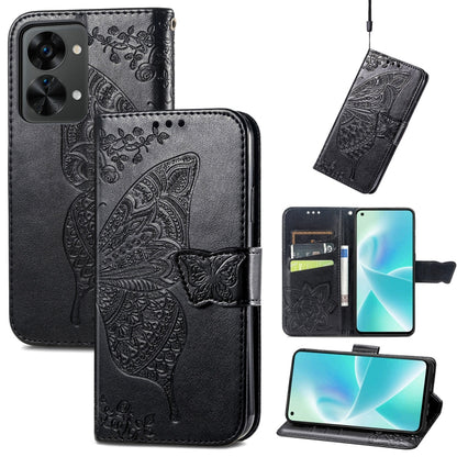 Black embossed flip leather phone case with butterfly embossing and card pockets