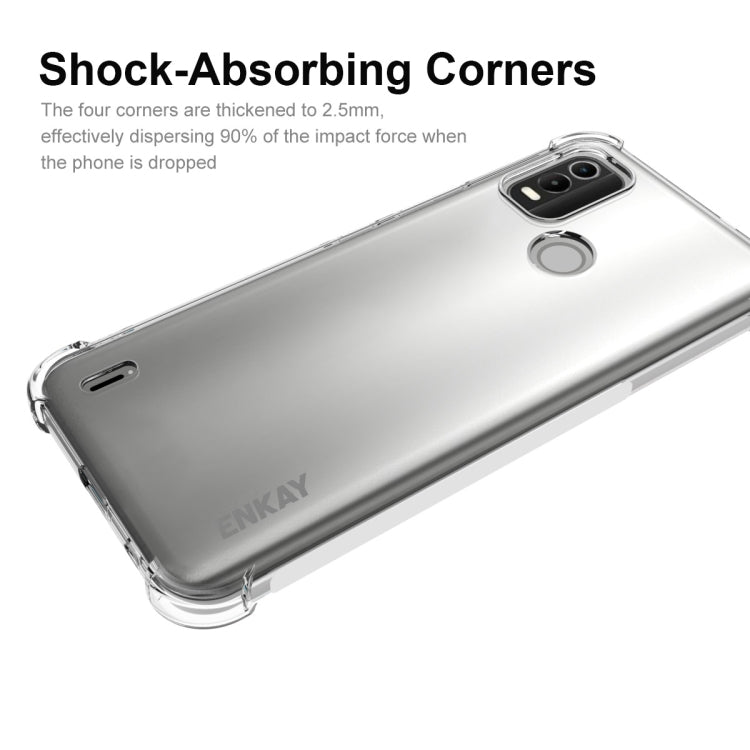 Transparent TPU phone case with shock-absorbing corners and slim bumper sides, for Nokia C21 Plus