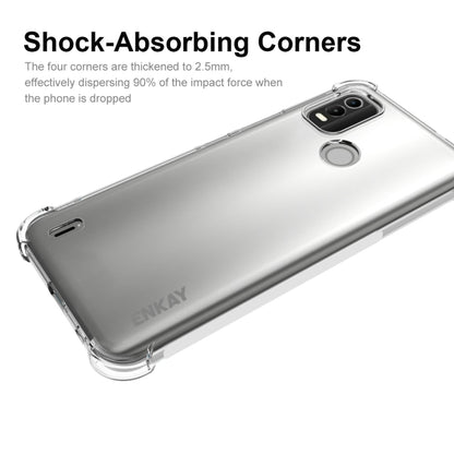 Transparent TPU phone case with shock-absorbing corners and slim bumper sides, for Nokia C21 Plus