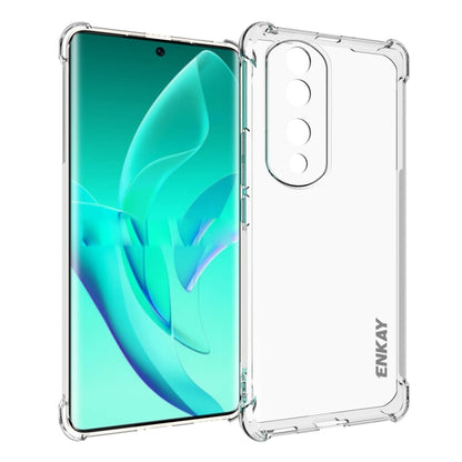 Transparent TPU shockproof phone case with raised camera cutouts and ENKAY branding