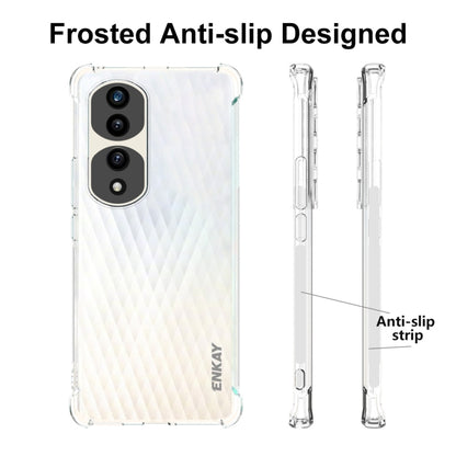 Transparent frosted anti-slip TPU phone case with strap cutouts and ENKAY logo