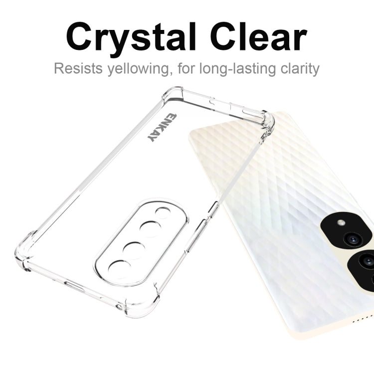 Crystal-clear transparent TPU phone case with non-yellowing finish and ENKAY logo