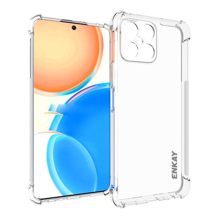 Transparent TPU phone case with raised camera cutout and ENKAY branding on side