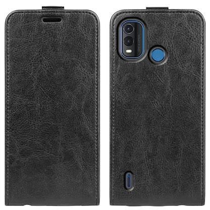 Nokia G11 Plus black vertical flip leather phone case with textured finish