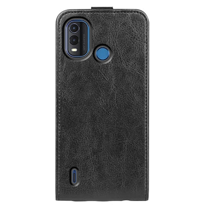 Nokia G11 Plus black vertical flip phone case, view of camera and speaker cutouts