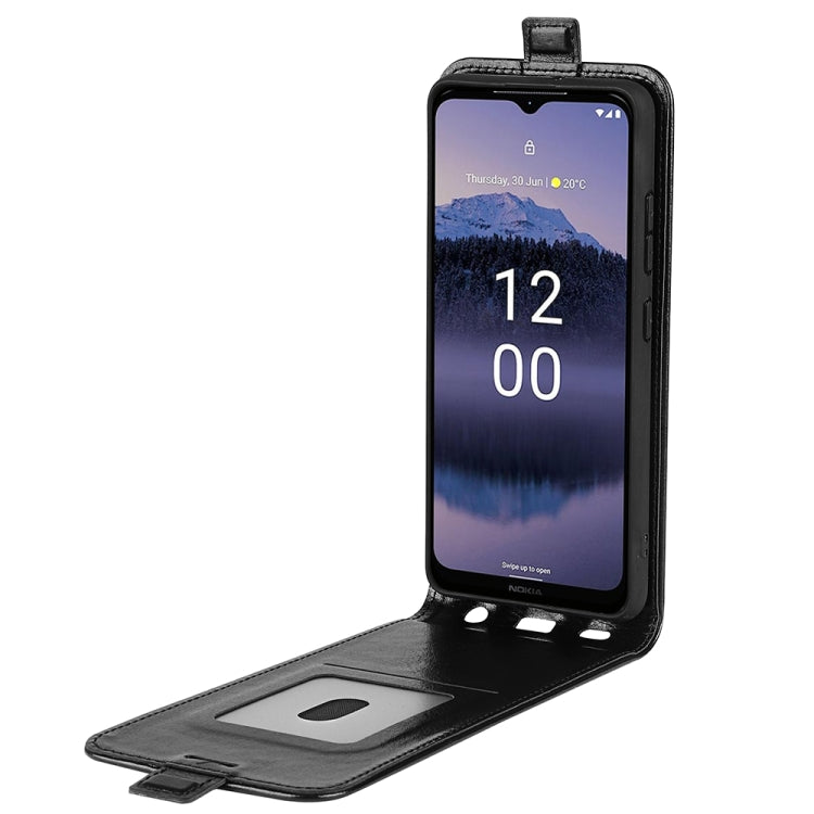 Nokia G11 Plus black flip leather phone case with stand and front window cutout