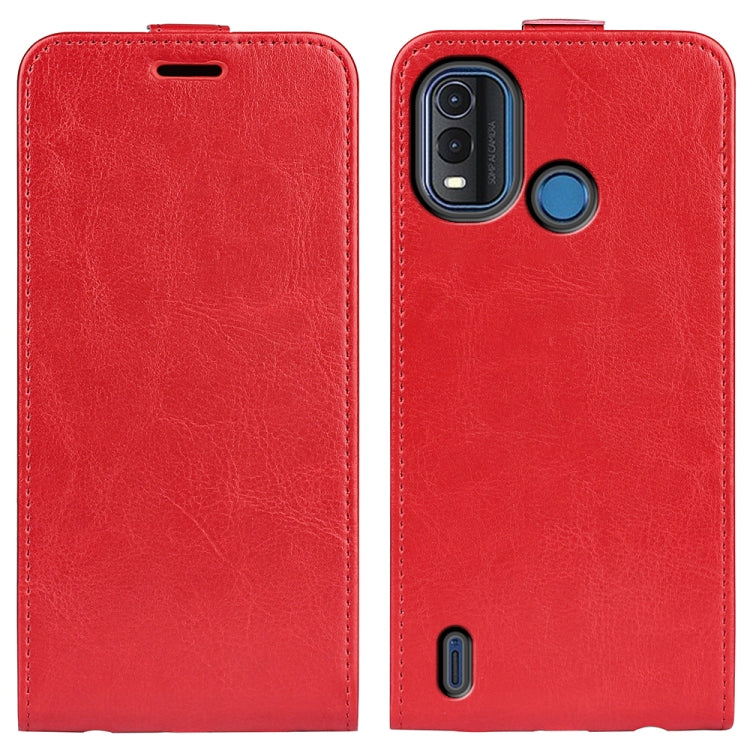 Nokia G11 Plus red vertical flip leather phone case with camera and speaker cutouts