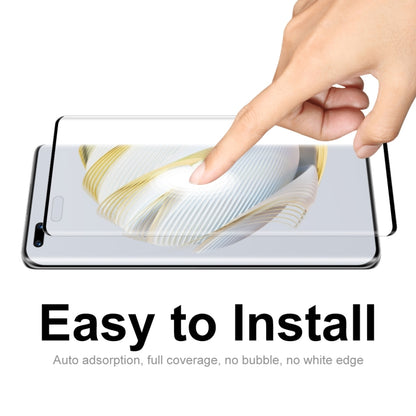 Curved tempered glass screen protector film for Huawei Nova 10 Pro being installed