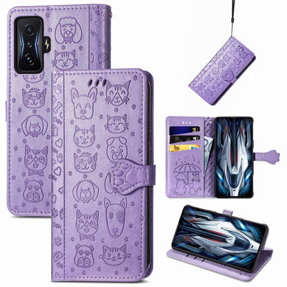 Cute Cat and Dog Embossed Leather Phone Case, For Xiaomi Redmi K50 Gaming, For Xiaomi 12 Lite