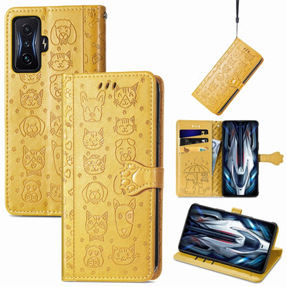 Cute Cat and Dog Embossed Leather Phone Case, For Xiaomi Redmi K50 Gaming, For Xiaomi 12 Lite