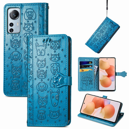 Cute Cat and Dog Embossed Leather Phone Case, For Xiaomi Redmi K50 Gaming, For Xiaomi 12 Lite