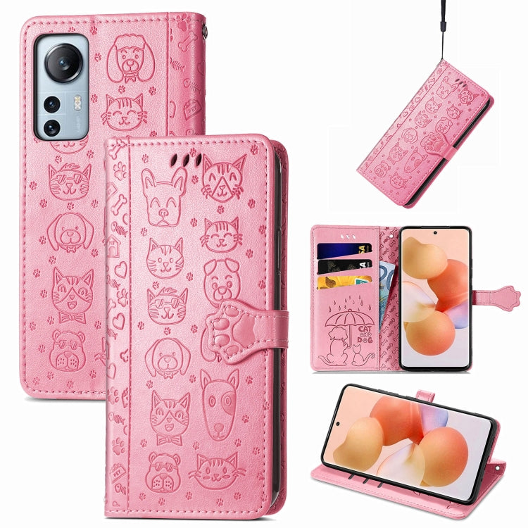Cute Cat and Dog Embossed Leather Phone Case, For Xiaomi Redmi K50 Gaming, For Xiaomi 12 Lite