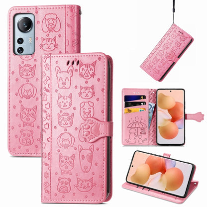 Cute Cat and Dog Embossed Leather Phone Case, For Xiaomi Redmi K50 Gaming, For Xiaomi 12 Lite