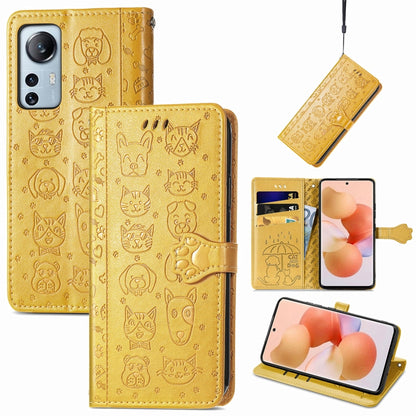 Cute Cat and Dog Embossed Leather Phone Case, For Xiaomi Redmi K50 Gaming, For Xiaomi 12 Lite