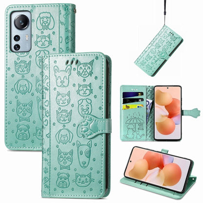 Cute Cat and Dog Embossed Leather Phone Case, For Xiaomi Redmi K50 Gaming, For Xiaomi 12 Lite