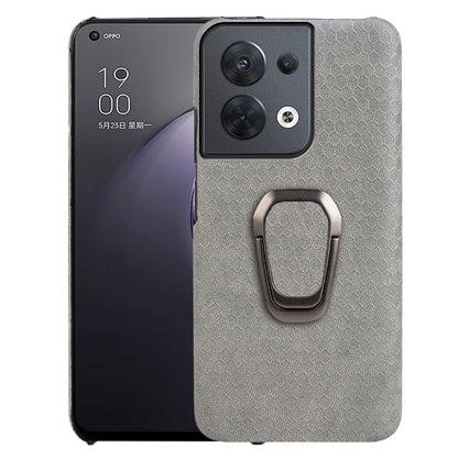 Grey honeycomb PU phone case with ring holder and cutouts for camera and side buttons
