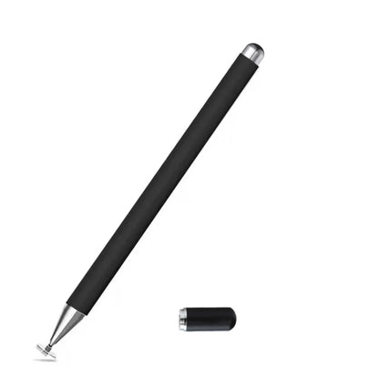 Black capacitive touch stylus with disc tip and metal accent