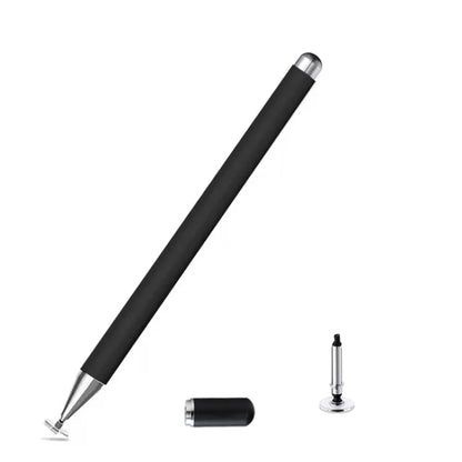 Black capacitive touch stylus pen with metal tip and suction cap