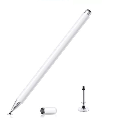 White capacitive touch stylus pen with metal tip and suction cap