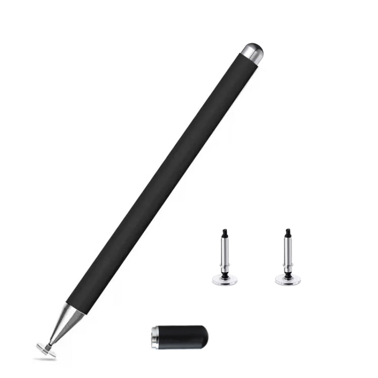 Black capacitive stylus pen with two extra magnetic tip heads