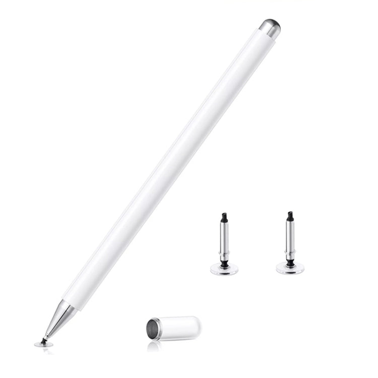 White capacitive stylus pen with two extra magnetic tip heads