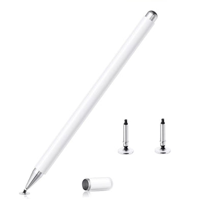 White capacitive stylus pen with two extra magnetic tip heads
