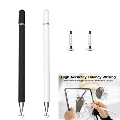 Two capacitive stylus pens, black and white, with two spare tip heads