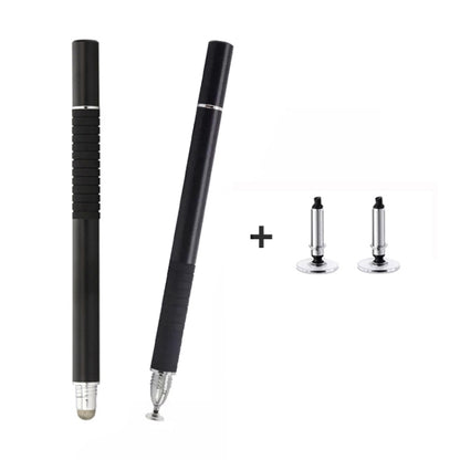 2-in-1 capacitive stylus pen with conductive cloth tip, black body and metal suction heads