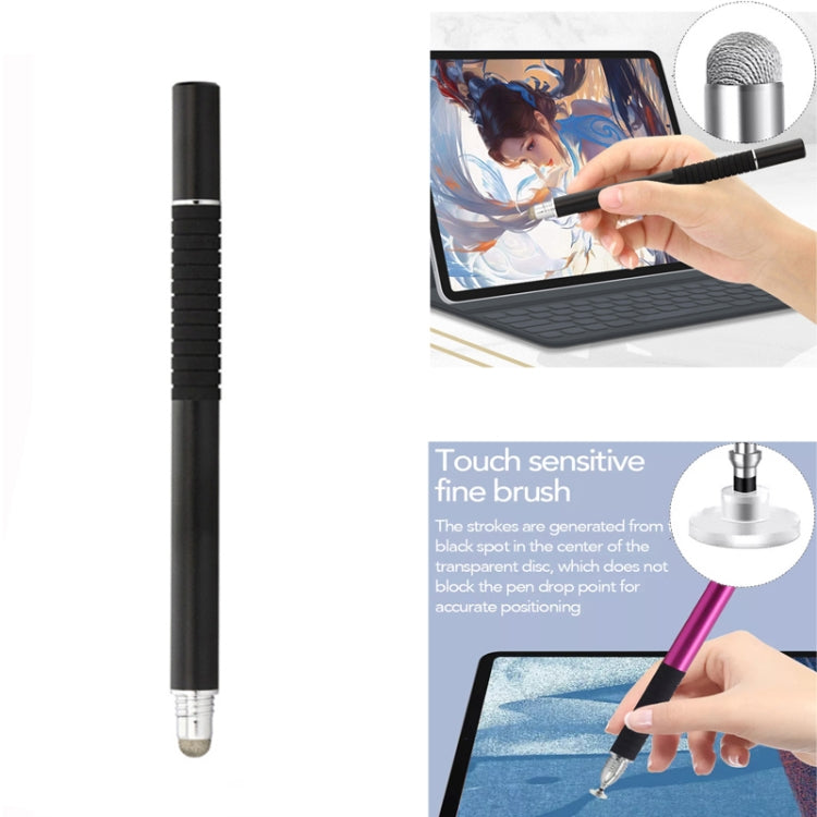 2-in-1 capacitive stylus pen with conductive cloth tip, black body and metal suction head