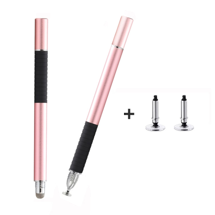 2-in-1 capacitive stylus pen with conductive cloth tip, rose gold body and metal suction heads