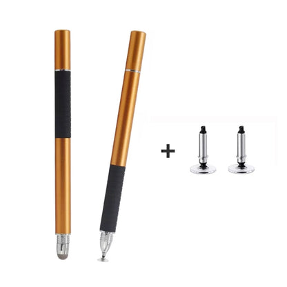 2-in-1 capacitive stylus pen with conductive cloth tip, golden body and metal suction heads