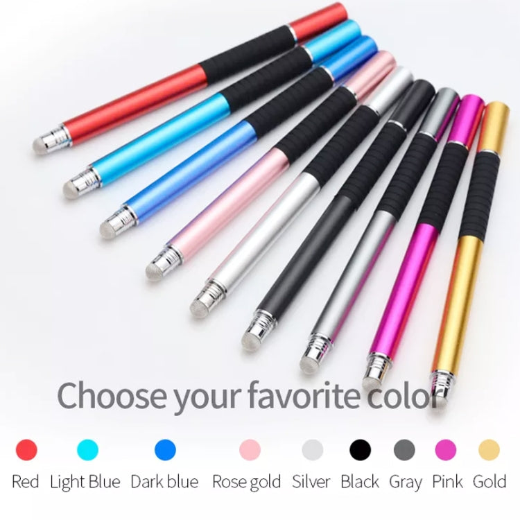 Multi-color capacitive stylus pens with clear disc tips and black textured grips
