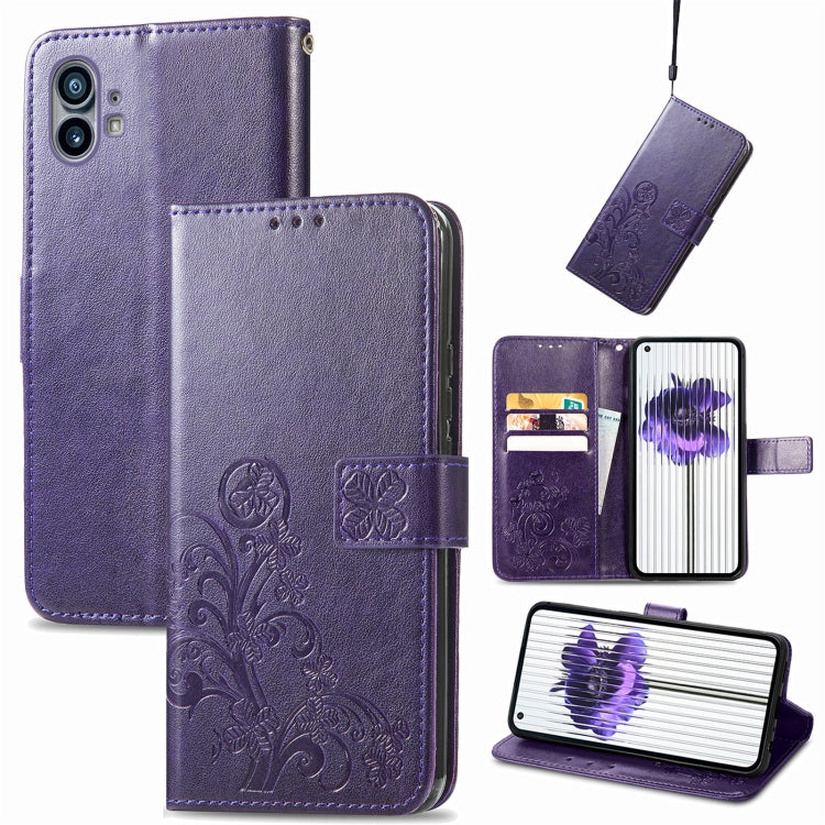 Four-leaf Clasp Embossed Buckle Leather Phone Case, For Nothing Phone 1