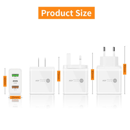 45W PD3.0 + 2 x QC3.0 USB Multi Port Charger with Type-C to Type-C Cable, EU Plug, EU Plug + Type-C to Type-C Cable