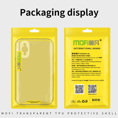 Transparent TPU phone case protective shell shown in yellow retail packaging