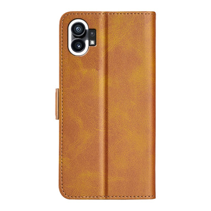 Leather magnetic phone case, brown back cover with camera and flash cutouts