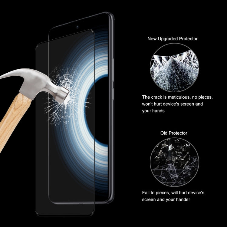 Tempered glass screen protector on phone with crack-protection impact visual detail