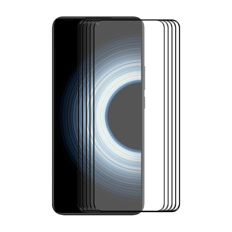 Stacked tempered glass screen protectors showing full-screen coverage layout