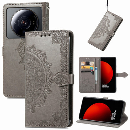 Mandala Flower Embossed Leather Phone Case, For Xiaomi 12S Ultra