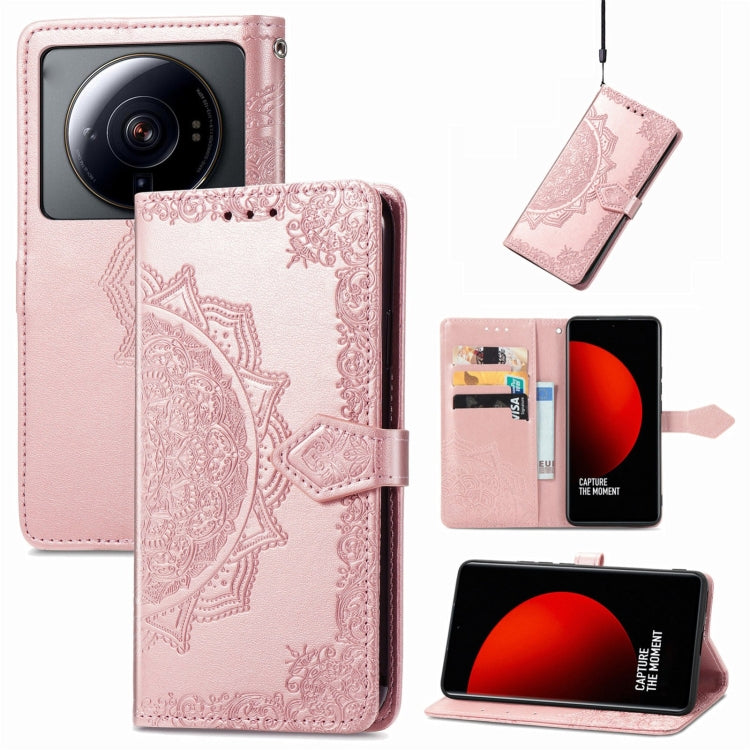 Mandala Flower Embossed Leather Phone Case, For Xiaomi 12S Ultra