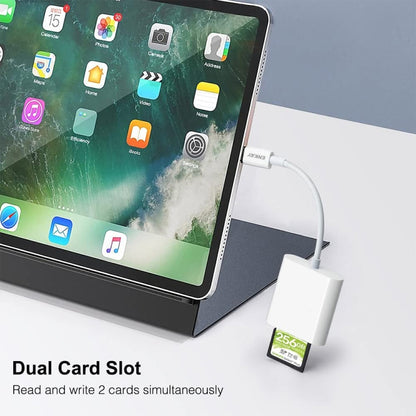 ENKAY USB-C SD/TF card reader adapter, white, with exposed card insert ports