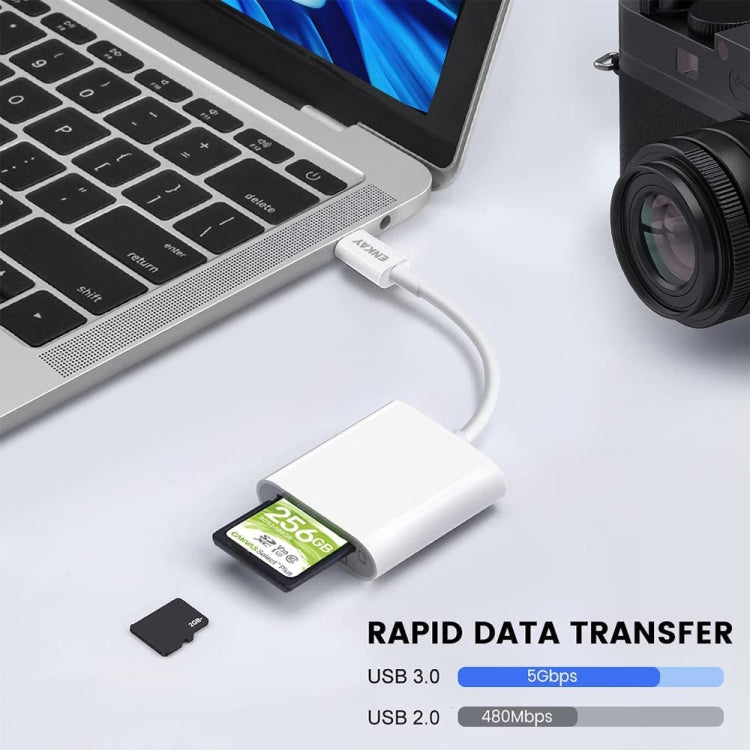 ENKAY USB-C SD/TF card reader adapter with rapid transfer, shown with SD and TF cards