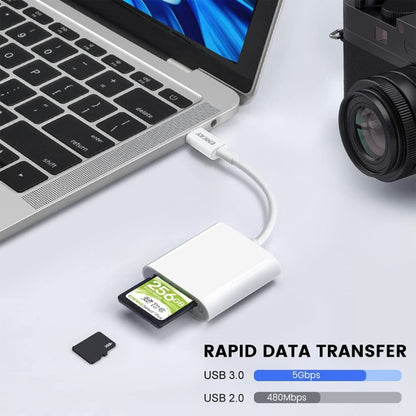 ENKAY USB-C SD/TF card reader adapter with rapid transfer, shown with SD and TF cards