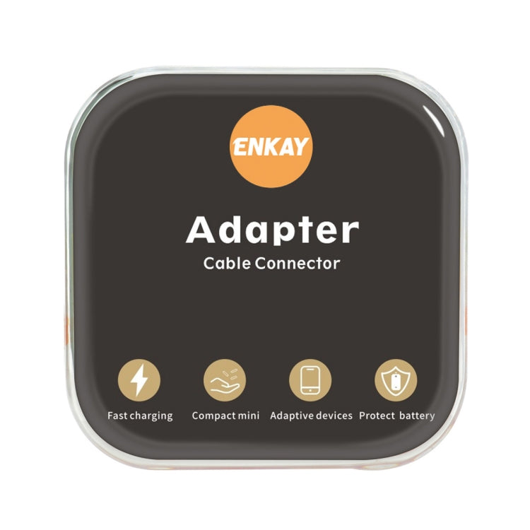 ENKAY Adapter cable connector, black body with icons for fast charging and protection