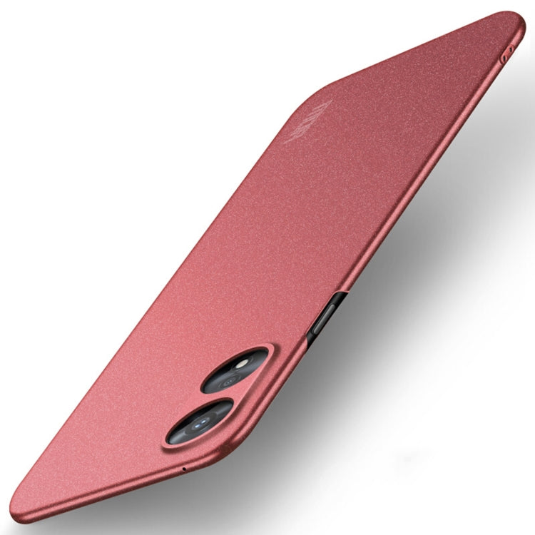 Frosted hard phone case with dual camera cutouts, ultra-thin, red