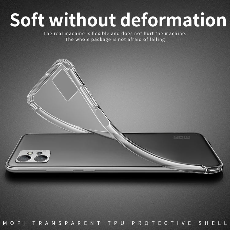 Clear TPU phone case with curved back coverage and side protection, camera opening visible